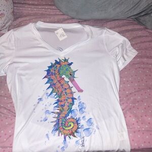 Florida seahorse design athletic tshirt, medium